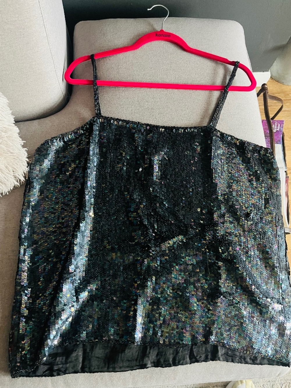 Black sequence top